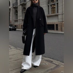 Commense Wool-Blend Tweed Long Coat